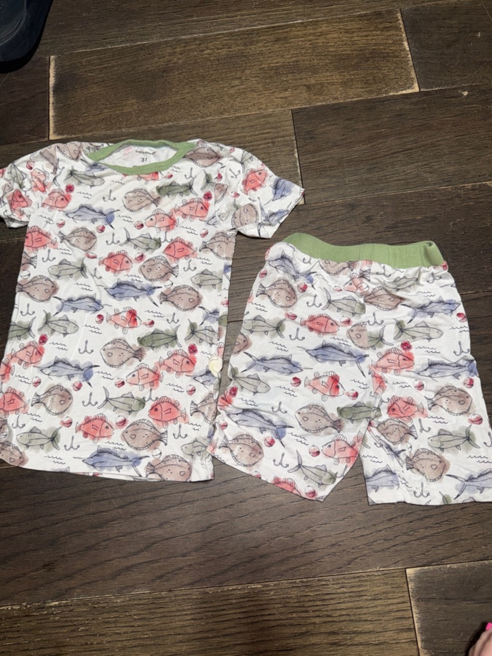 Kids Fish Print Short Sleeve Bamboo Pajama Set